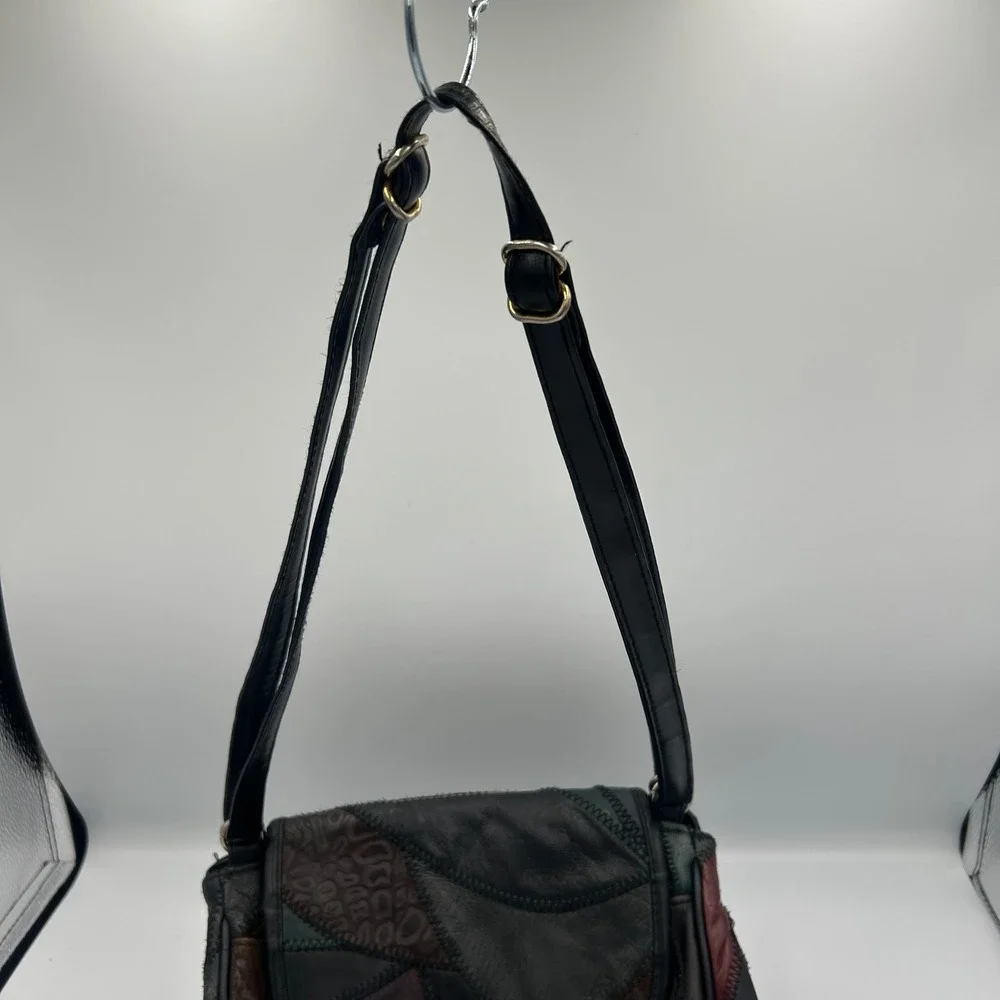 Unbranded Patchwork Shoulder Bag Women Small Multicolor Leather Vintage Style
